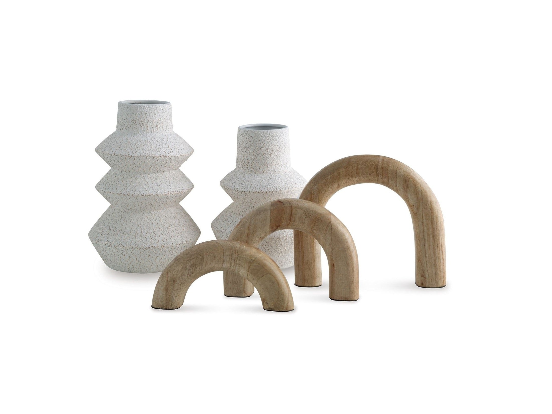 Maddwarth - Accessory Set (Set of 5) - White / Natural Brown