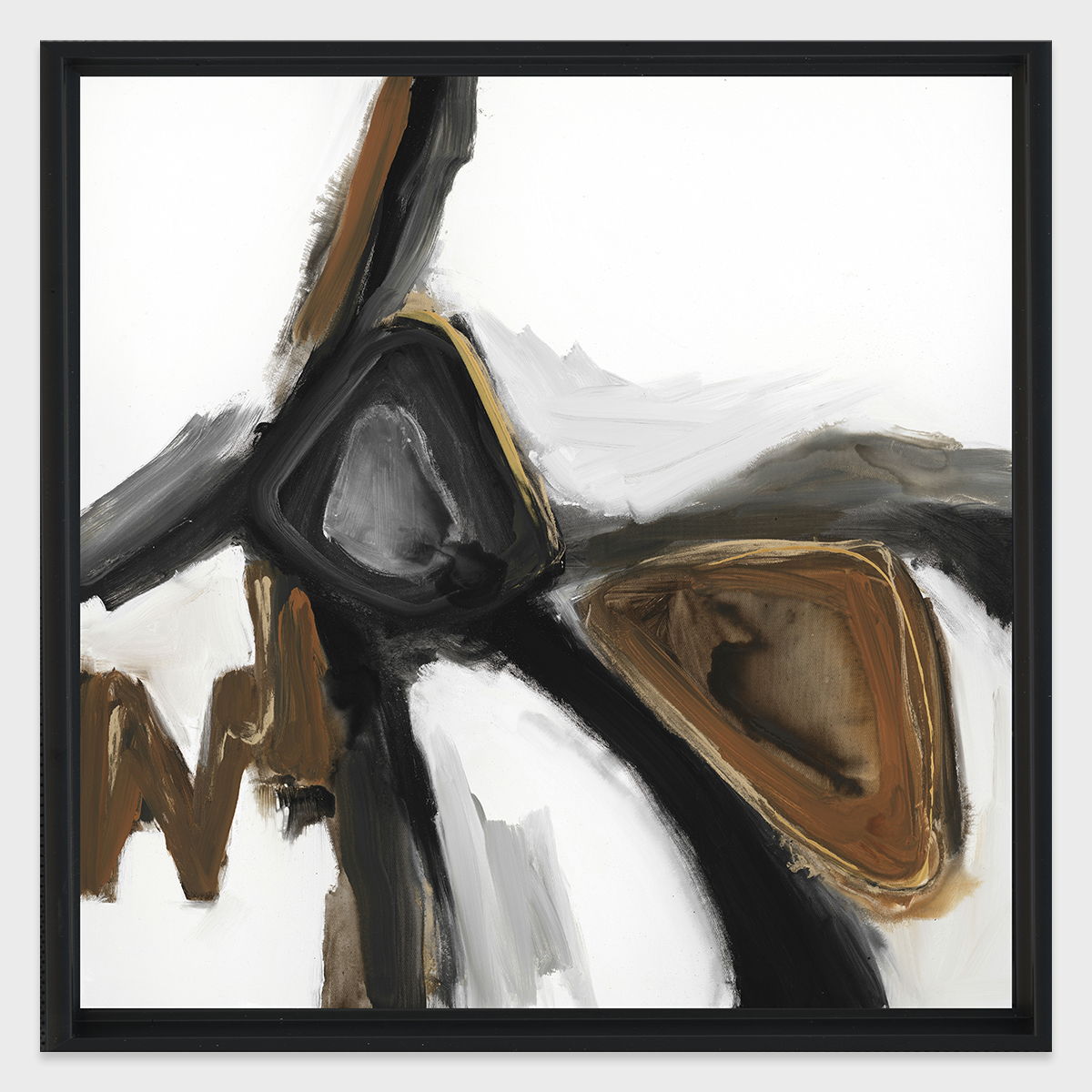 Black Smoke II - 48" x 48" Painting Art by Buddy Whitlock - Black / White