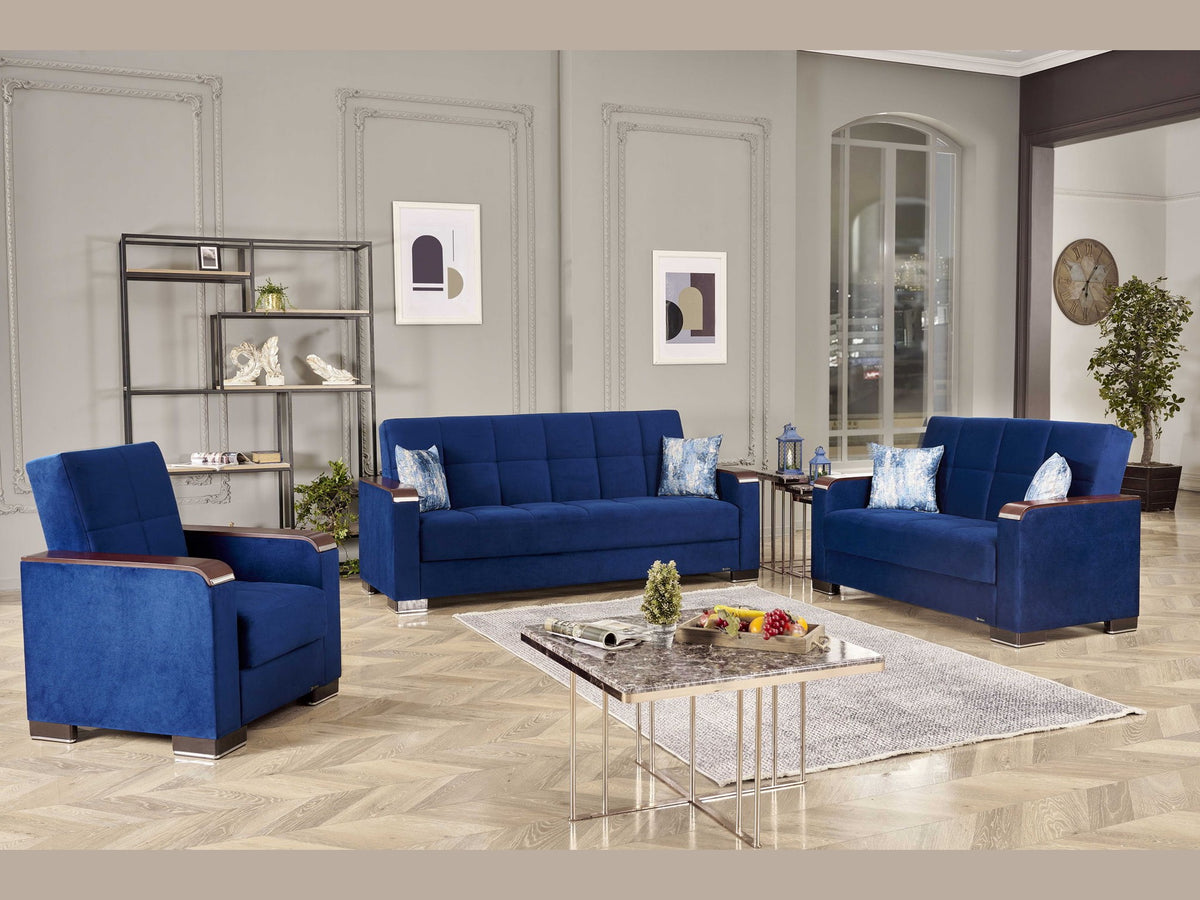 Ottomanson Armada X - Upholstered Convertible Wood Trimmed Loveseat With Storage - Microfiber