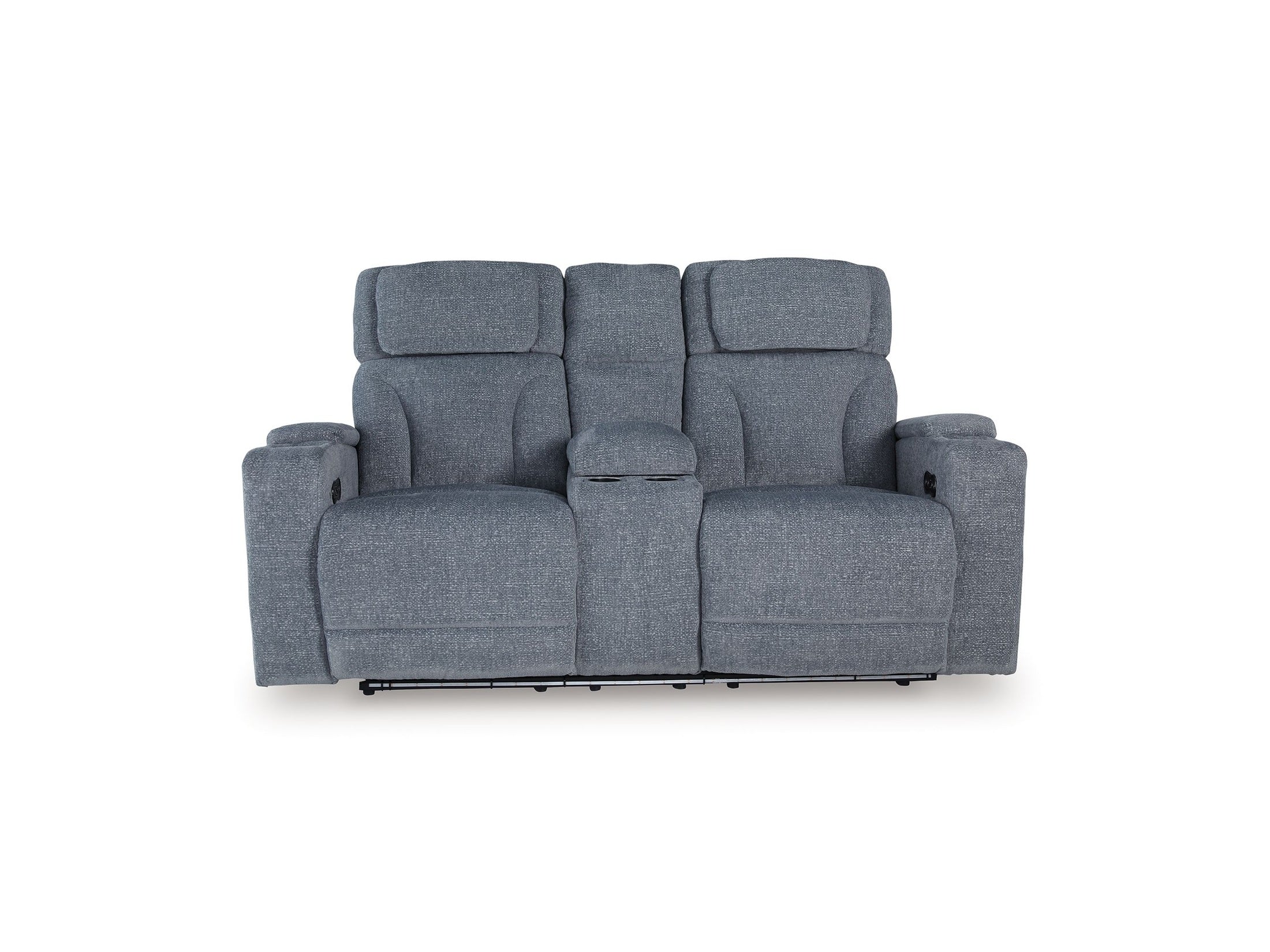 Studio Cave - Power Reclining Loveseat with Console - Steel