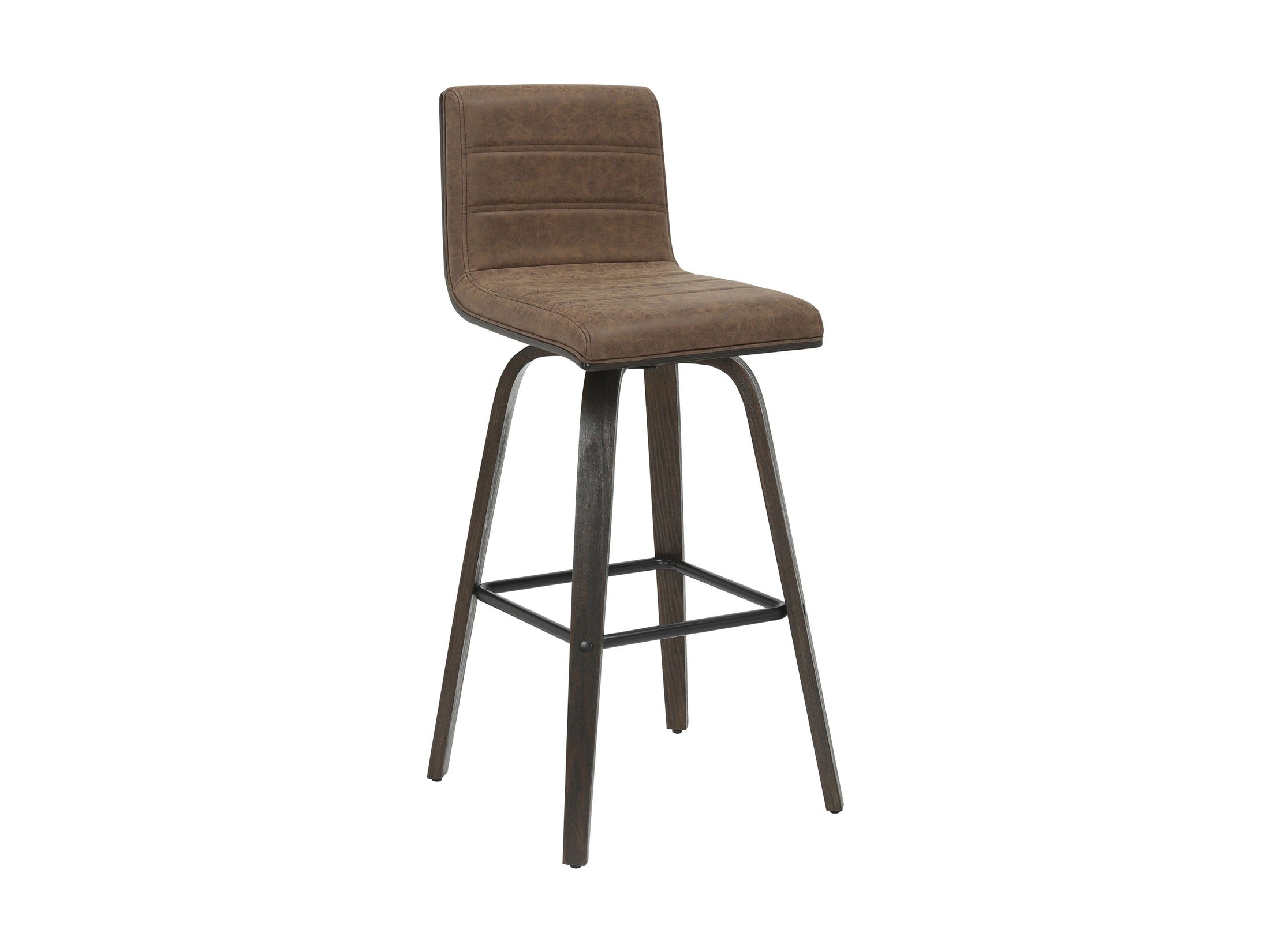 Vienna - 39.5" Swivel Bar Height Square Back Wood Bar Stool With Faux Leather Seat