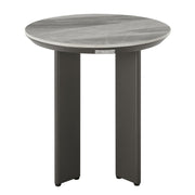 Ciela - Outdoor Round Sintered Stone Side Table With Pedestal Aluminum Base - Dark Bronze