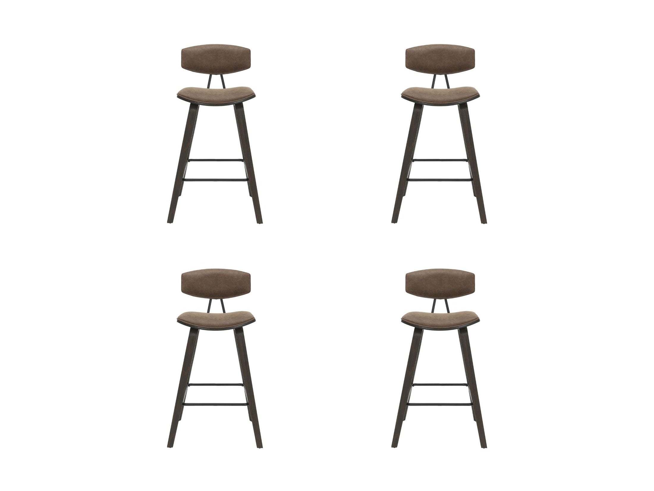 Fox - Counter Height Curved Back Wood Bar Stool With Faux Leather Seat