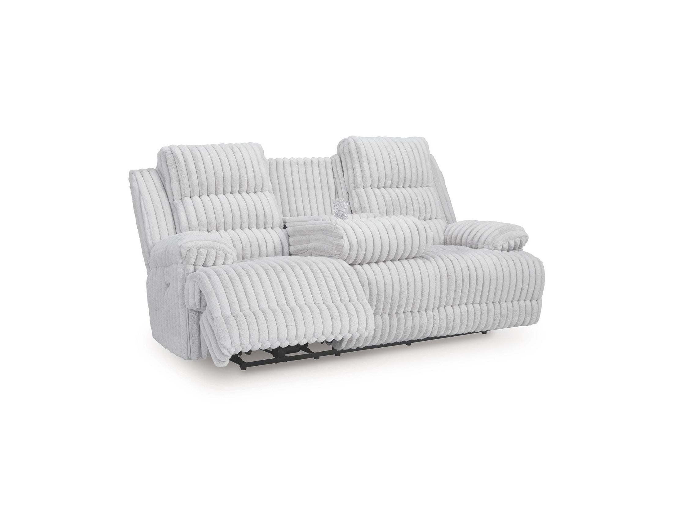 Rhines Falls - Reclining Power Sofa With Drop Down Table - Alloy