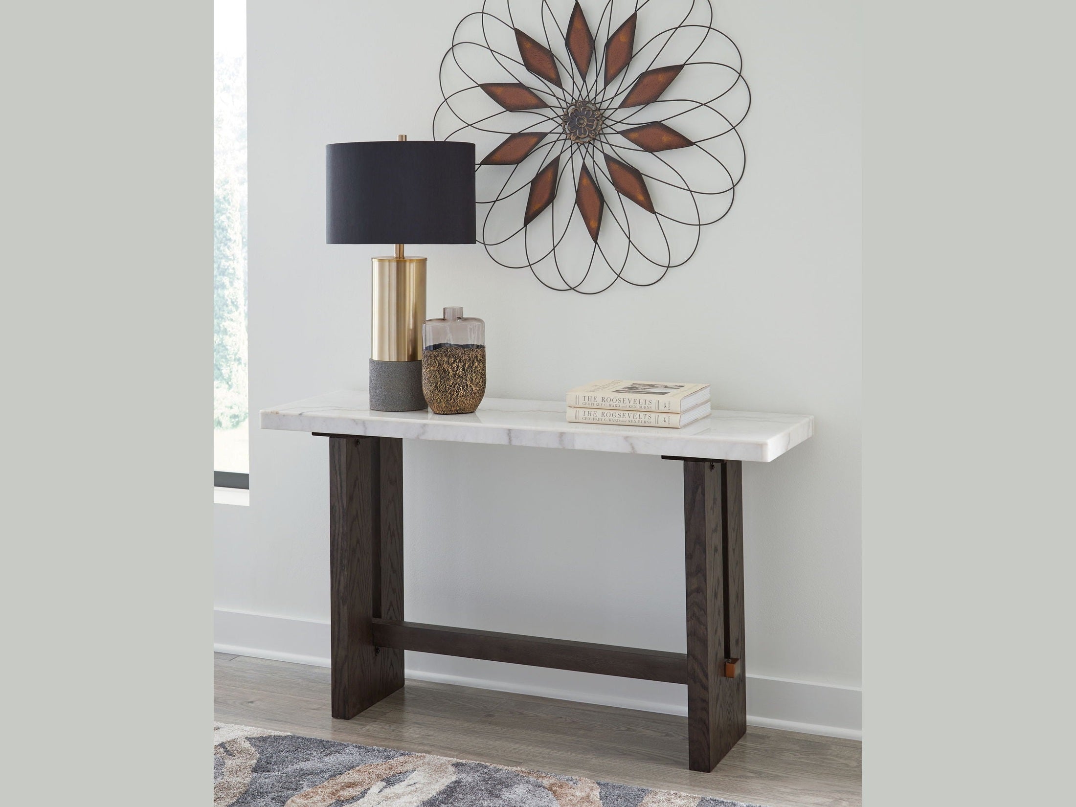 Burkhaus - Sofa Table - White / Dark Brown