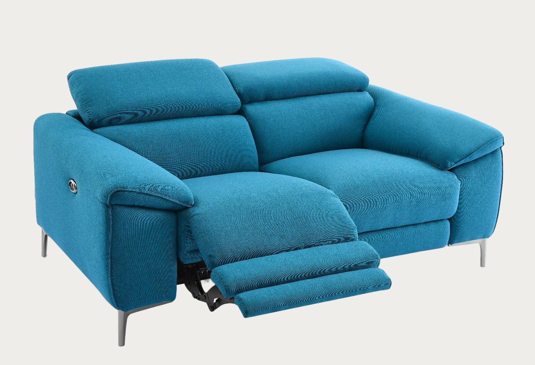 Lucca turquoise fabric loveseat with recliners