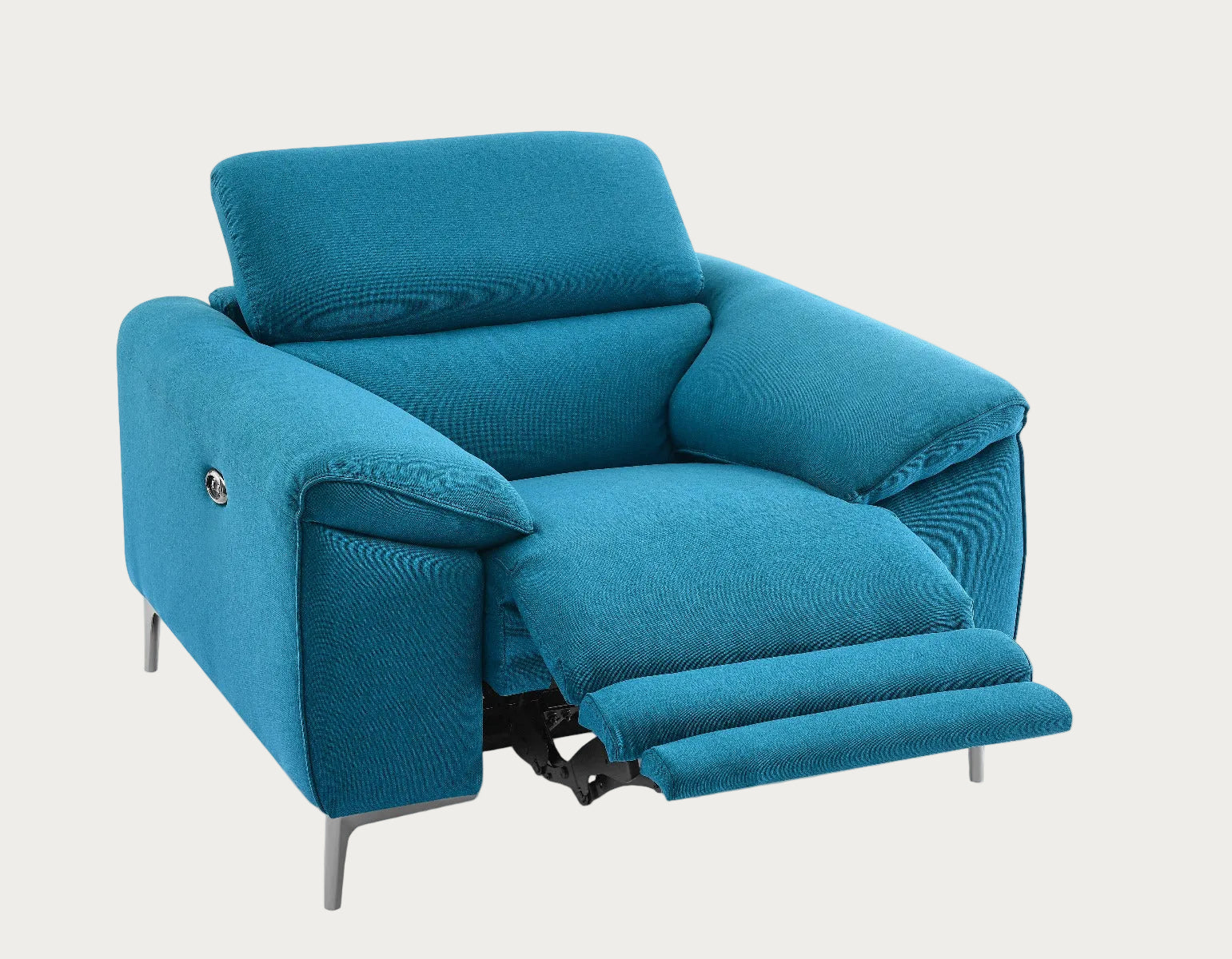 Lucca turquoise fabric reclning armchair