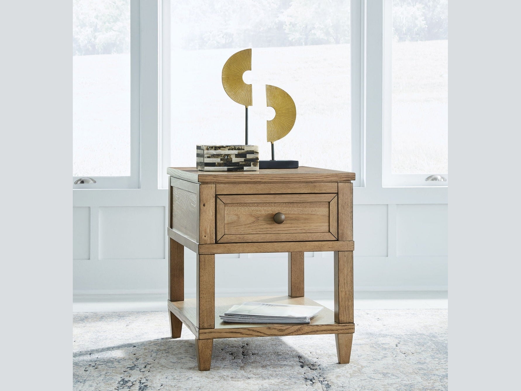 Sharlance - Rectangular End Table - Light Brown