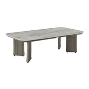 Ciela - Outdoor Rectangular Sintered Stone Coffee Table With Rattan Accents And Frame - Dark Bronze