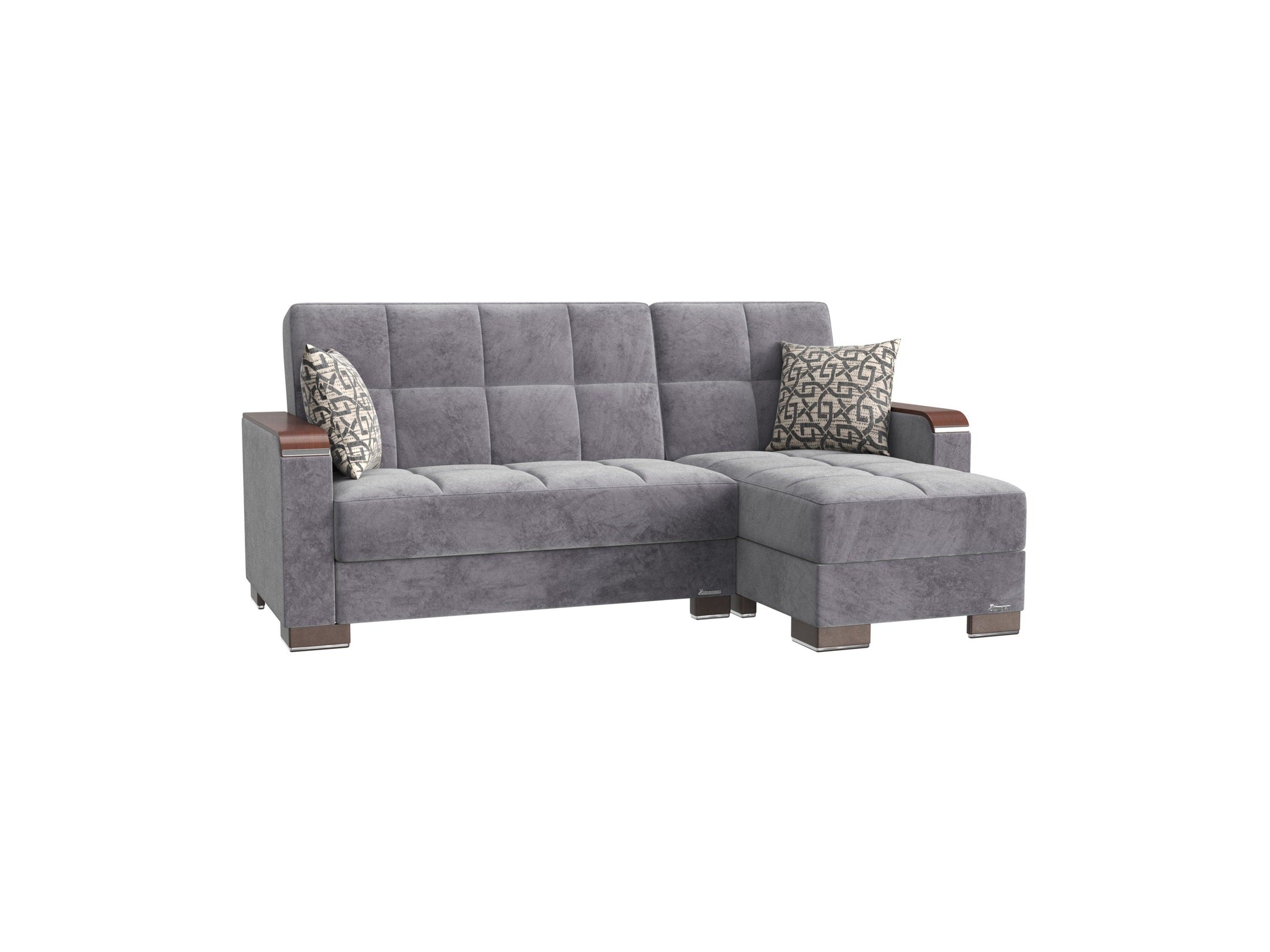 Ottomanson Armada X - Upholstered Convertible Wood Trimmed Chaise Lounge With Storage - Microfiber