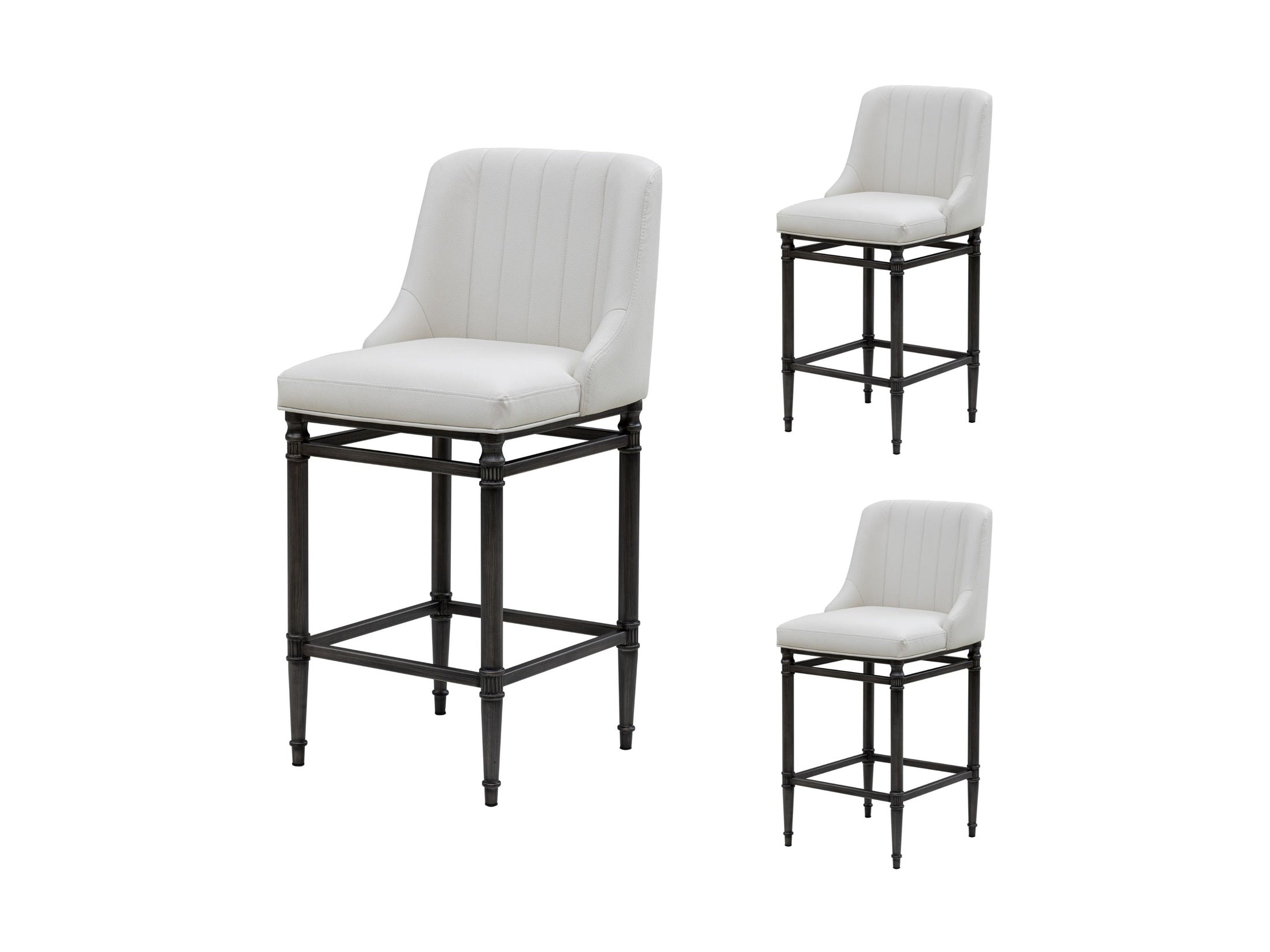 Marvin - Steel Frame Faux Leather Upholstered Bar Height Barstool