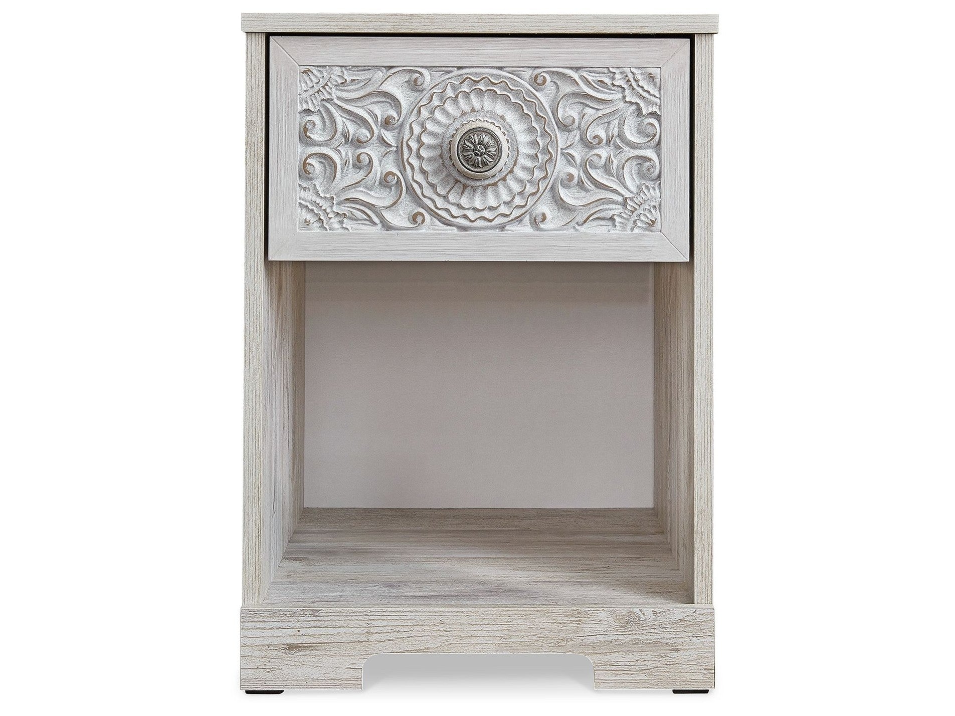 Paxberry - One Drawer Night Stand - Open Cubby - Whitewash