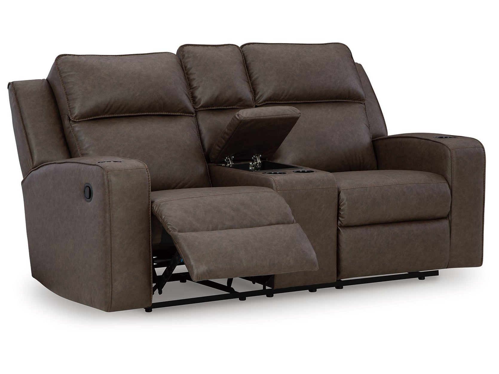 Lavenhorne - Dbl Rec Loveseat W/Console - Granite