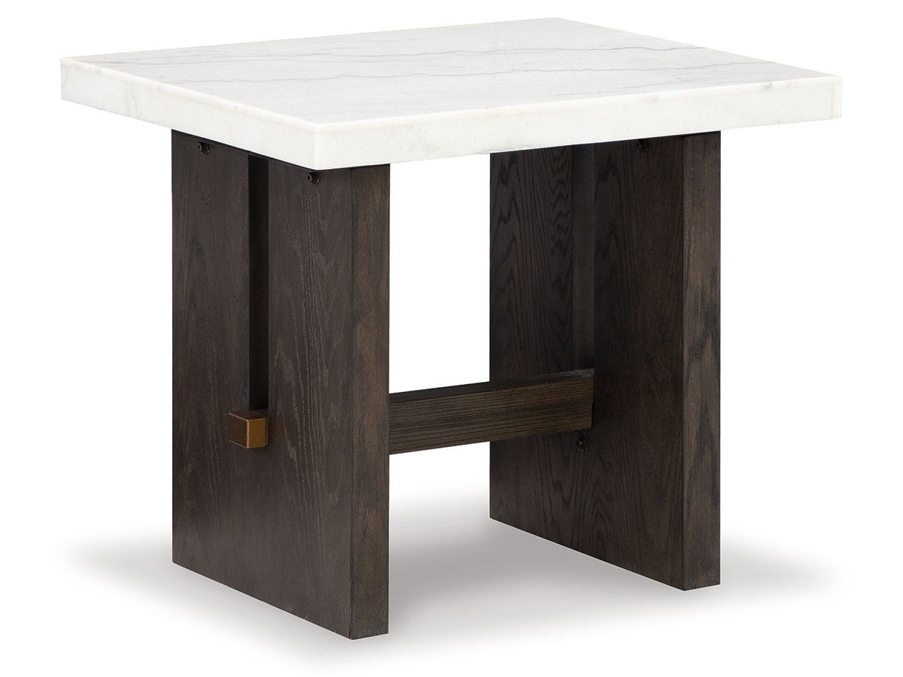 Burkhaus - Rectangular End Table - White / Dark Brown