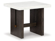 Burkhaus - Rectangular End Table - White / Dark Brown