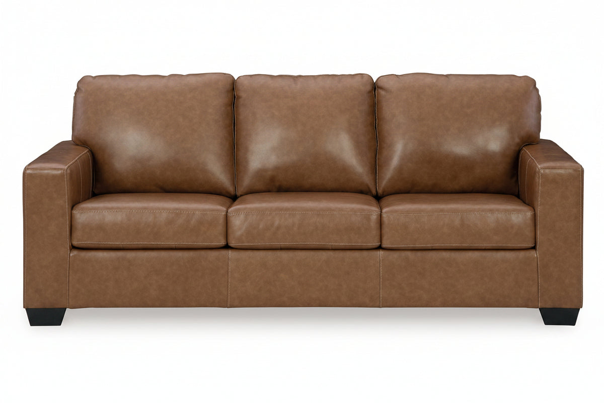 Brown leather sofa on a white background