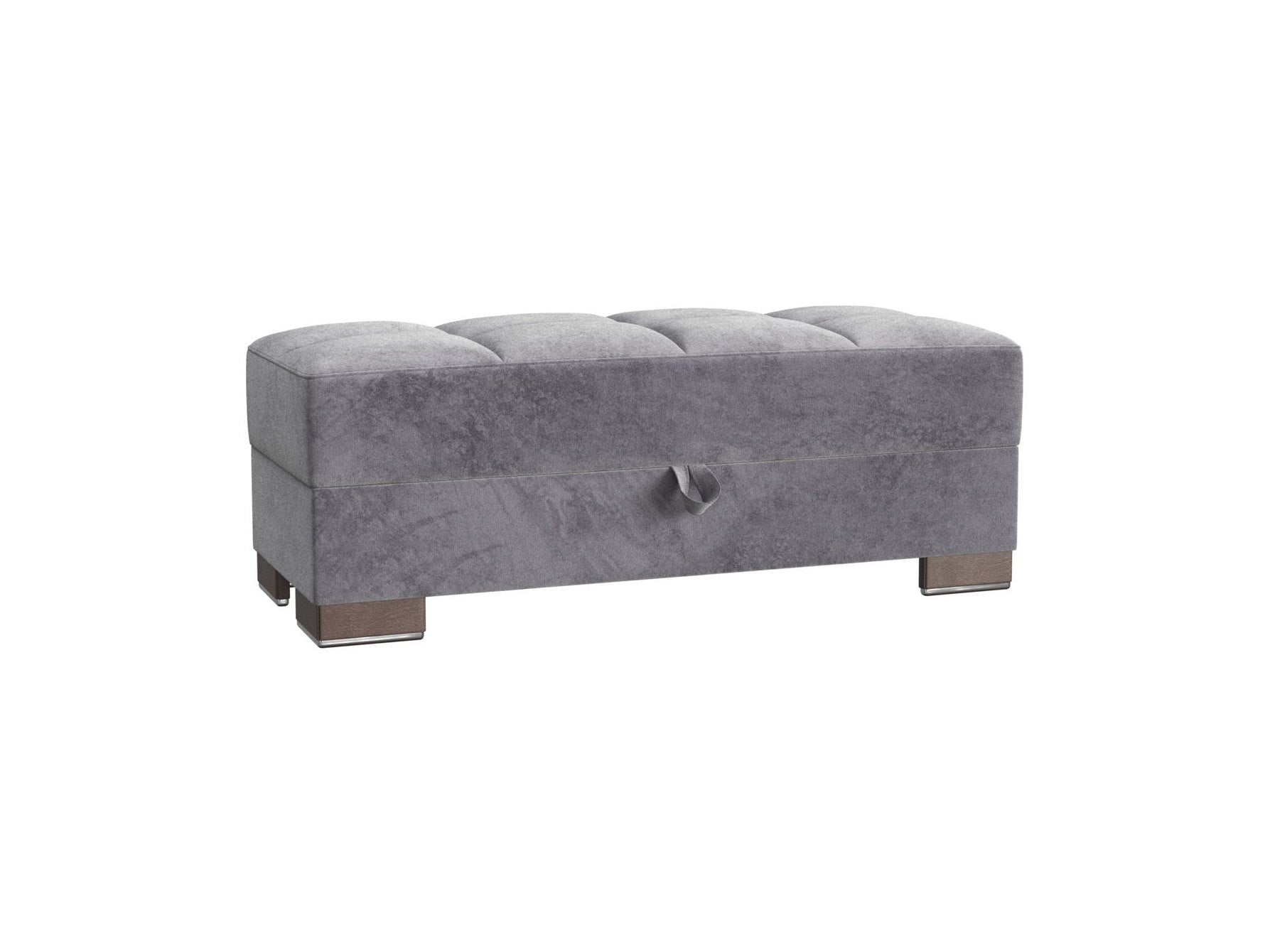 Ottomanson Armada X - Upholstered Convertible Wood Trimmed Ottoman With Storage - Microfiber