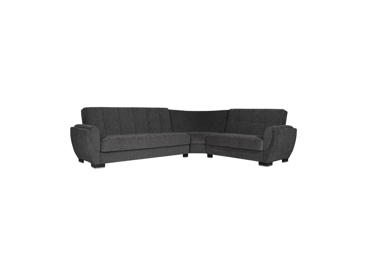 Ottomanson Armada Air - Upholstered Convertible Sectional With Storage - Gray Chenille