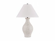 The Ashbend white textured table lamp with a white shade on a white background.