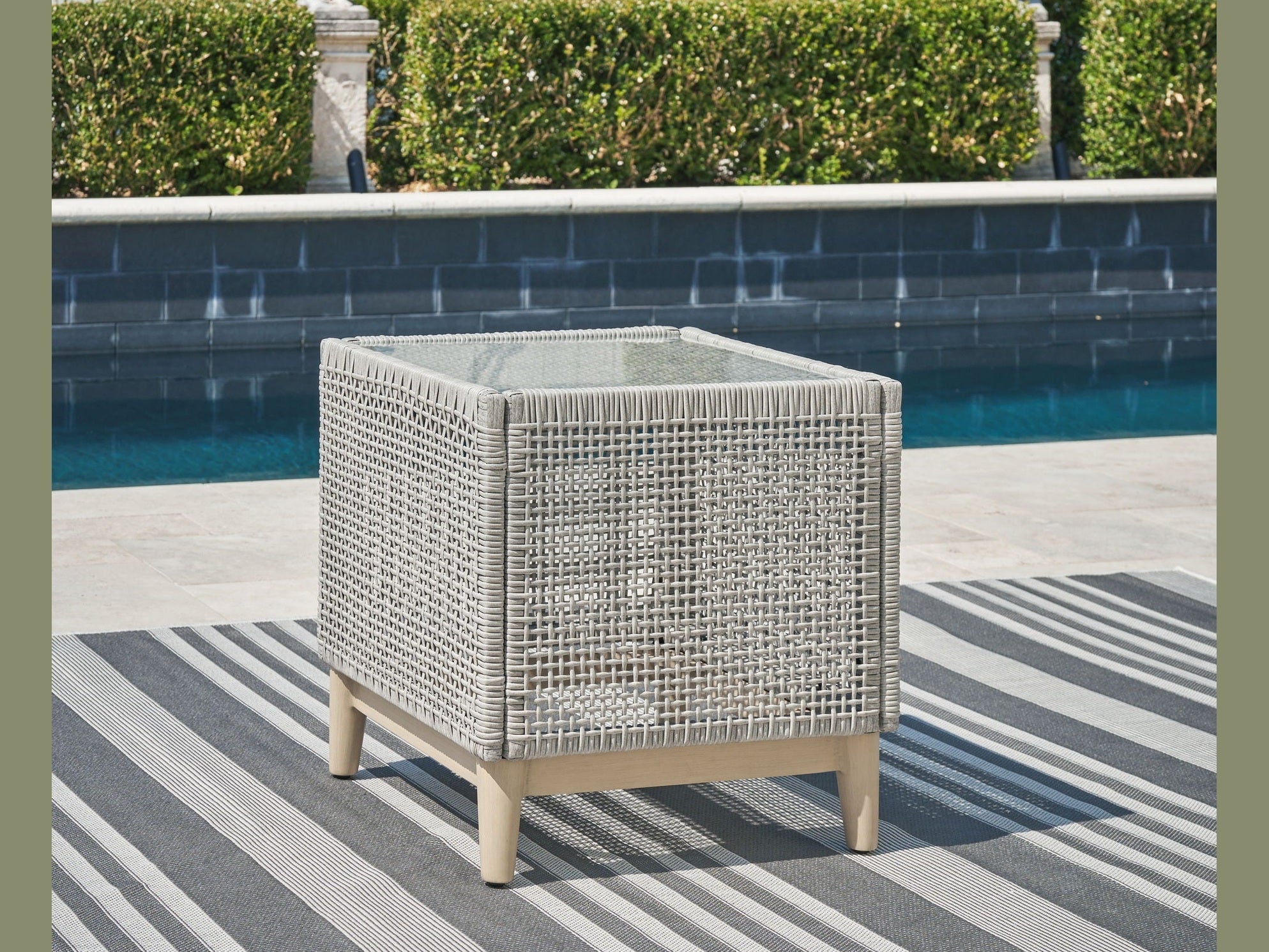 Seton Creek - Square End Table - Gray