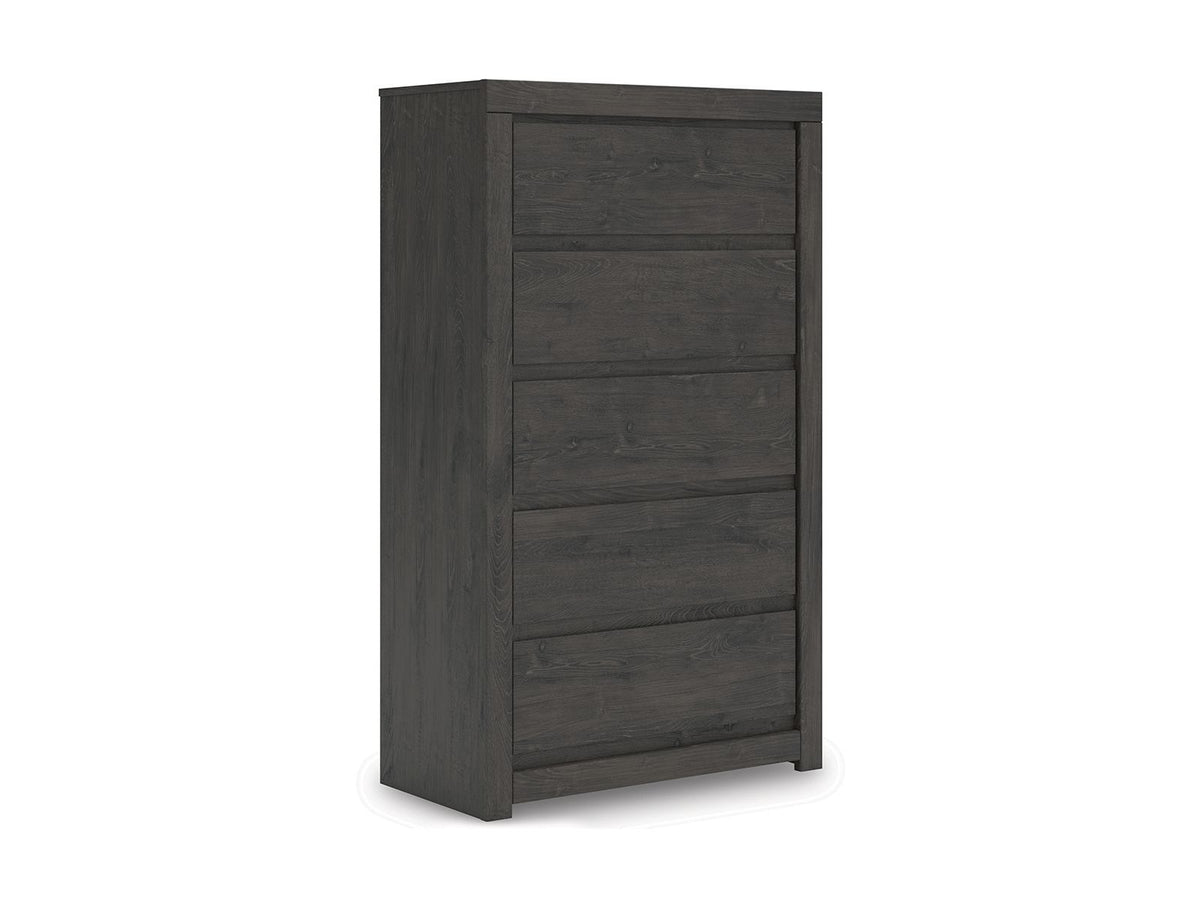 Fraluna - Five Drawer Chest - Charcoal