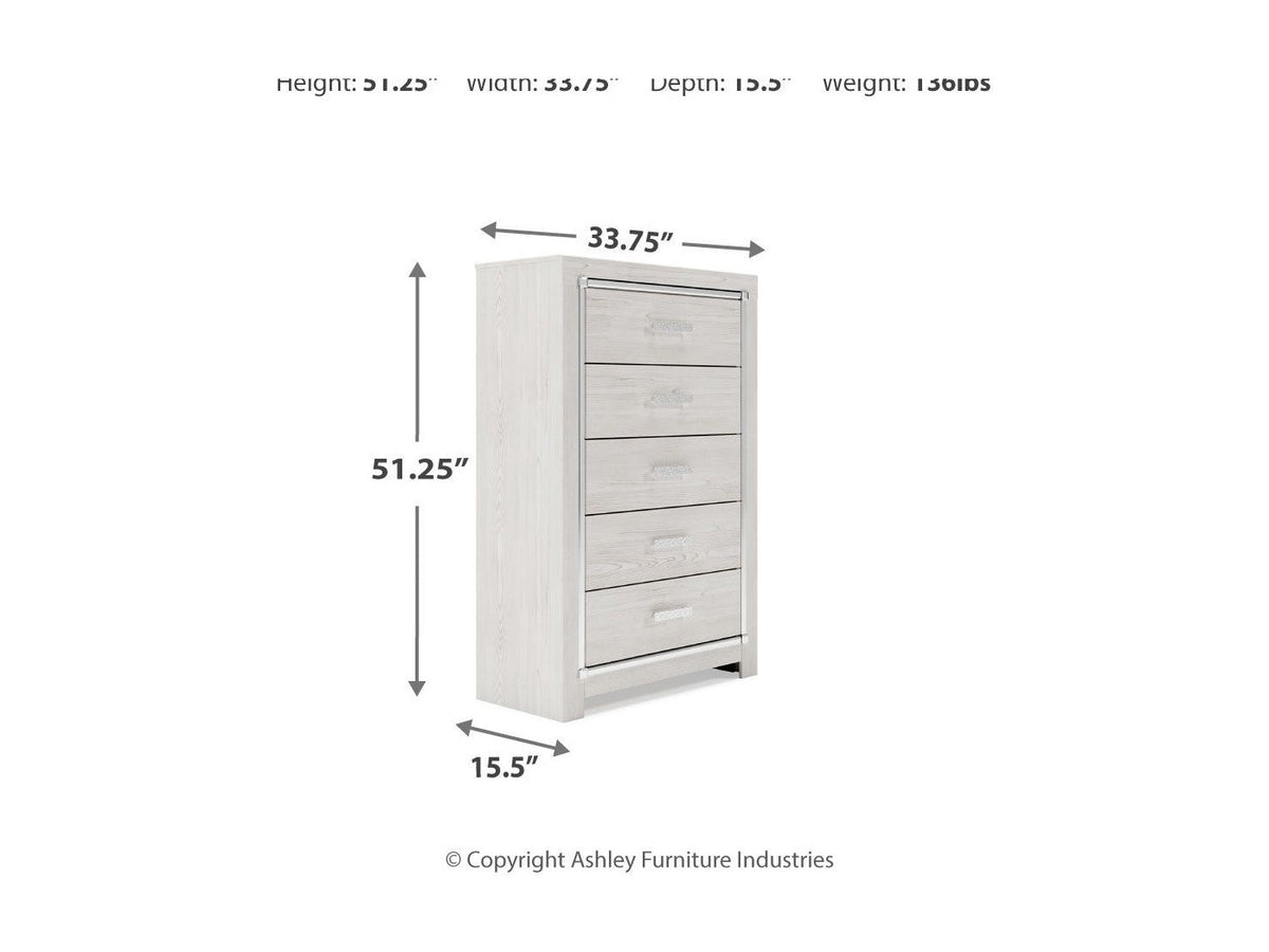 Altyra - Five Drawer Chest - White