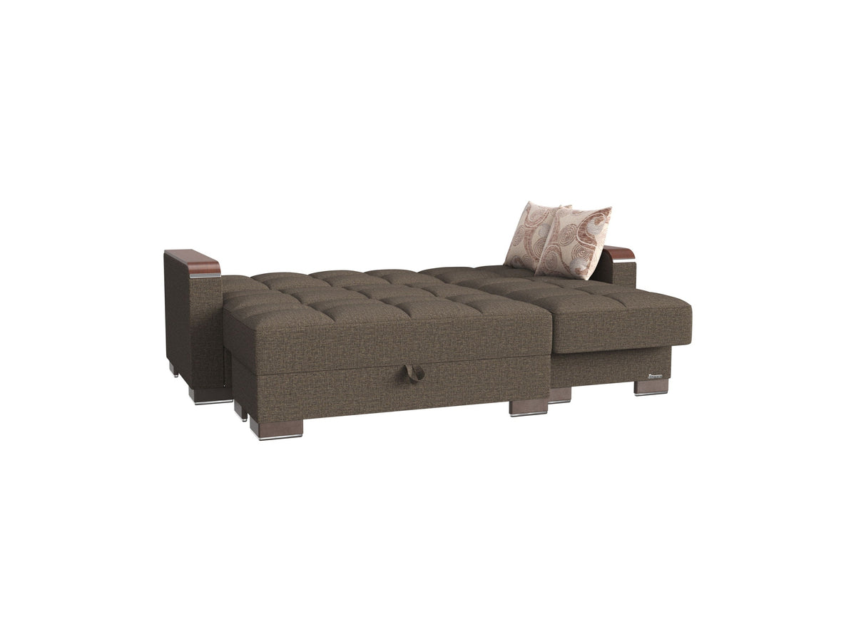 Ottomanson Armada X - Upholstered Convertible Wood Trimmed Chaise Lounge With Storage - Polyester