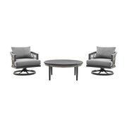 Zella - 3 Piece Outdoor Patio Swivel Seating Set - Light Gray