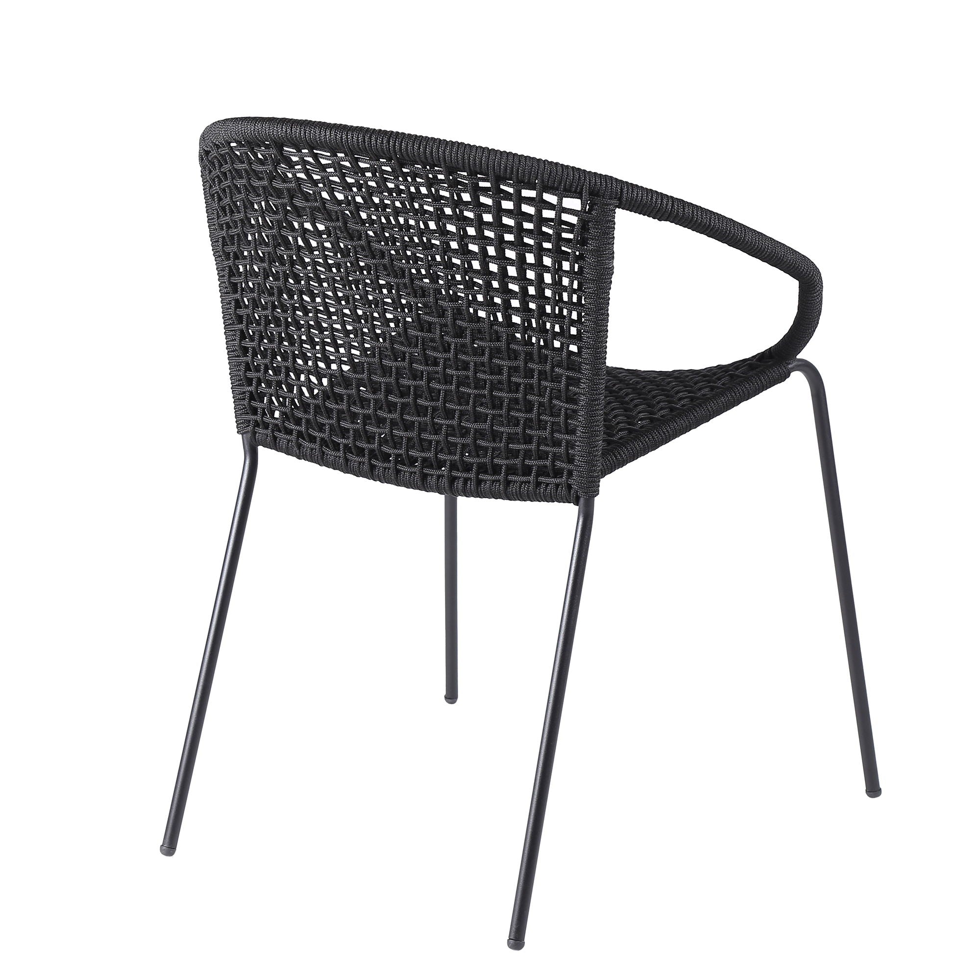 Sydney And Snack - 5 Piece Outdoor Patio Dining Set - Black Rope With Black Eucalyptus Wood