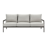 Avila - Outdoor Sofa With Woven Rattan Details Aluminum Frame And Cushions - Dark Bronze / Silver Ash