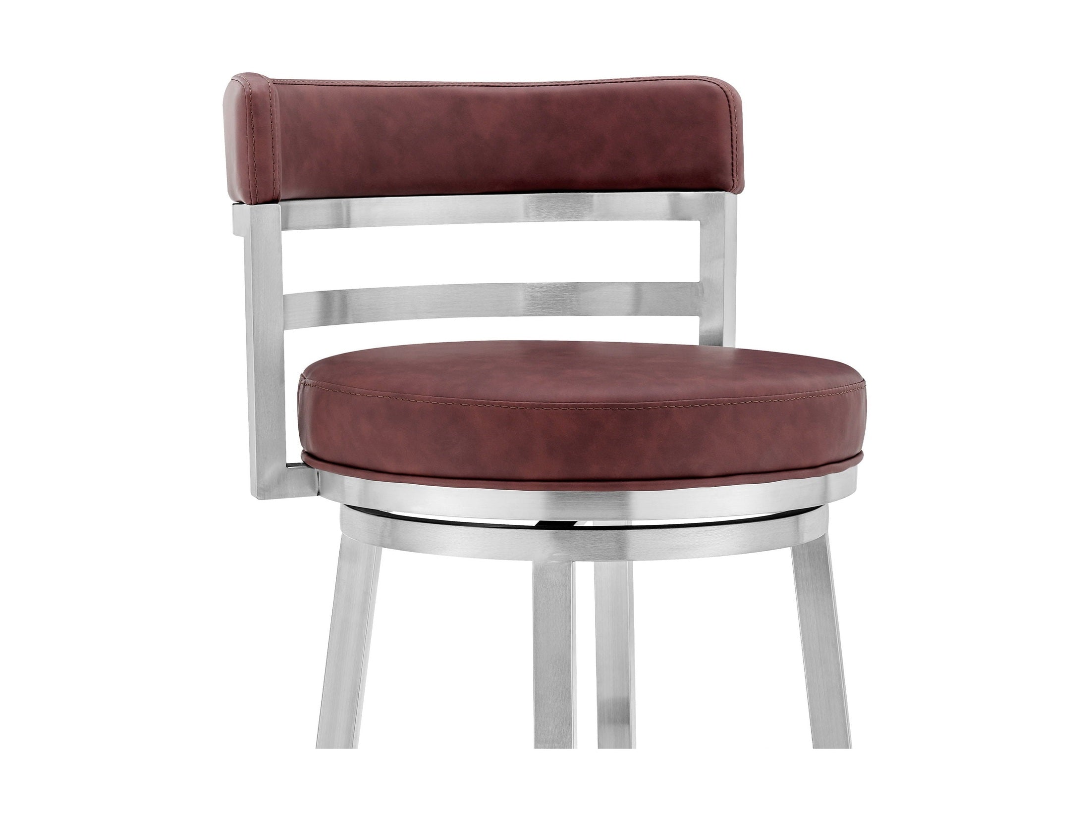 Titana - Swivel Faux Leather And Brushed Stainless Steel Bar Stool