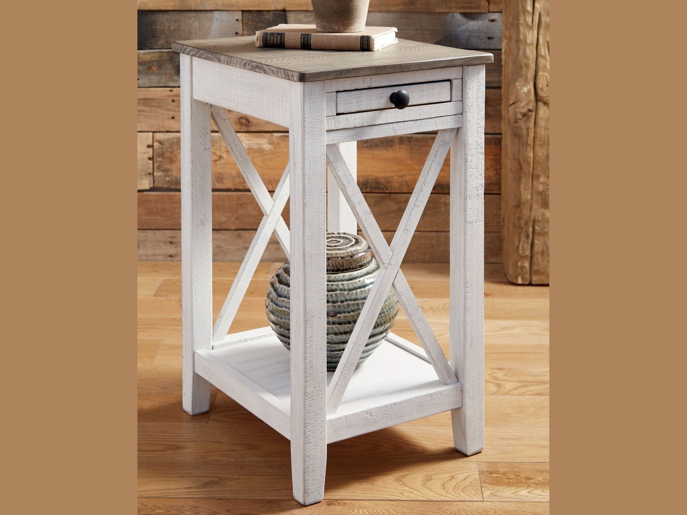 Adalane - Accent Table - White / Gray