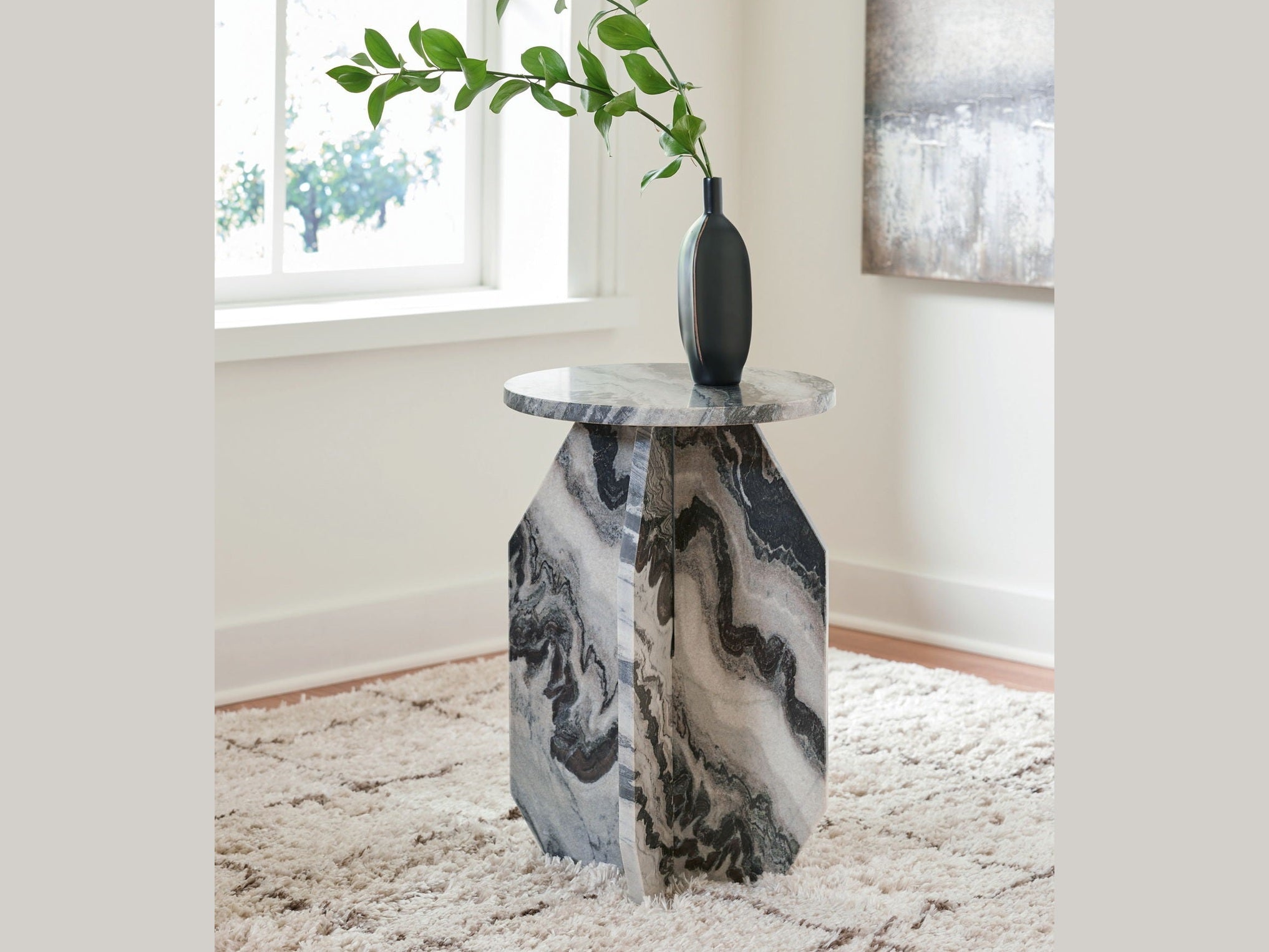 Wrenlane - Accent Table - Black / White / Taupe