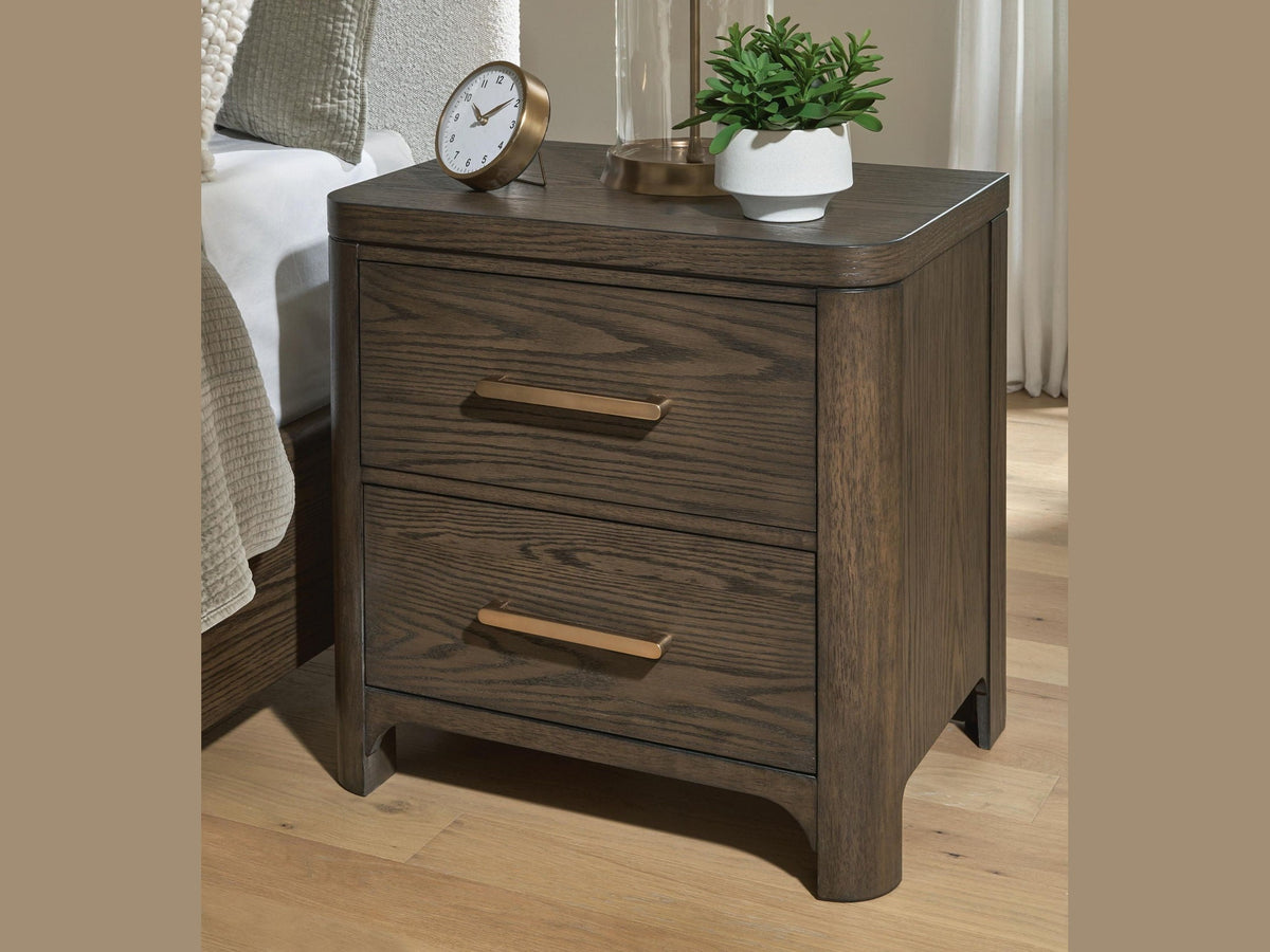 Radkin - Two Drawer Night Stand - Burnished Brown