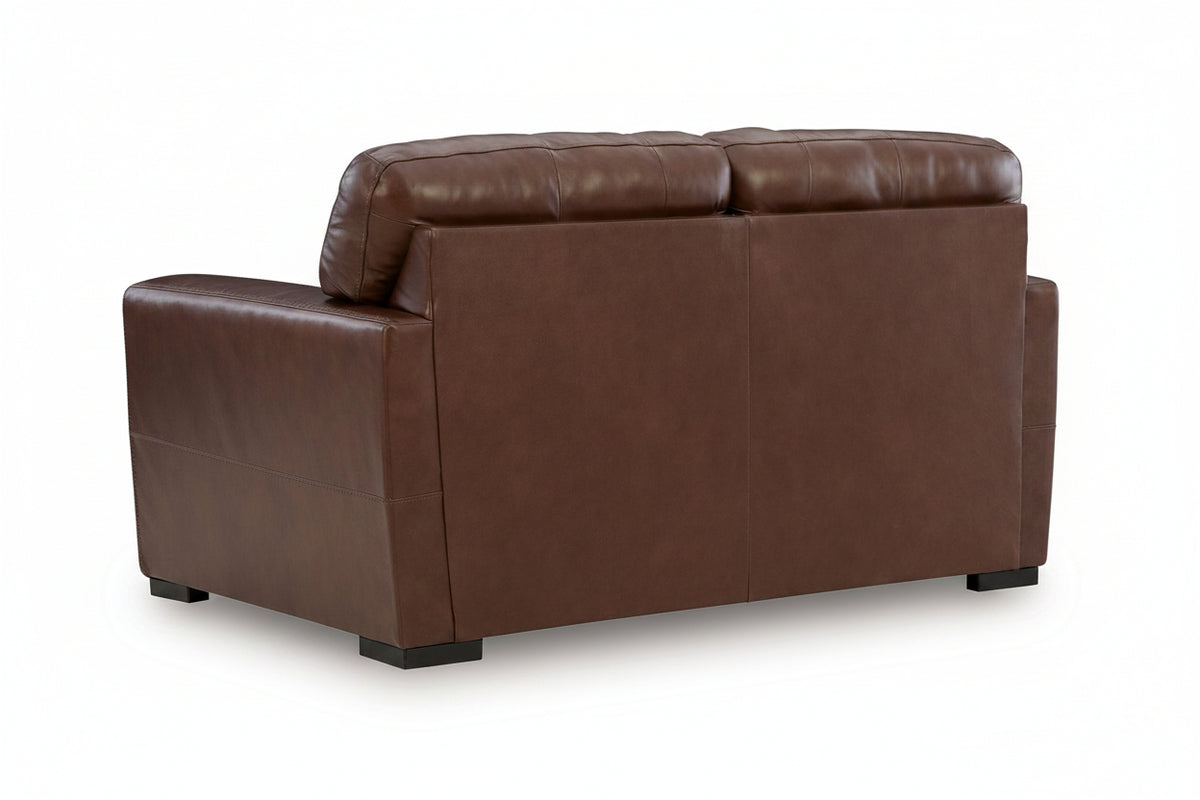 Brown leather sofa on a white background