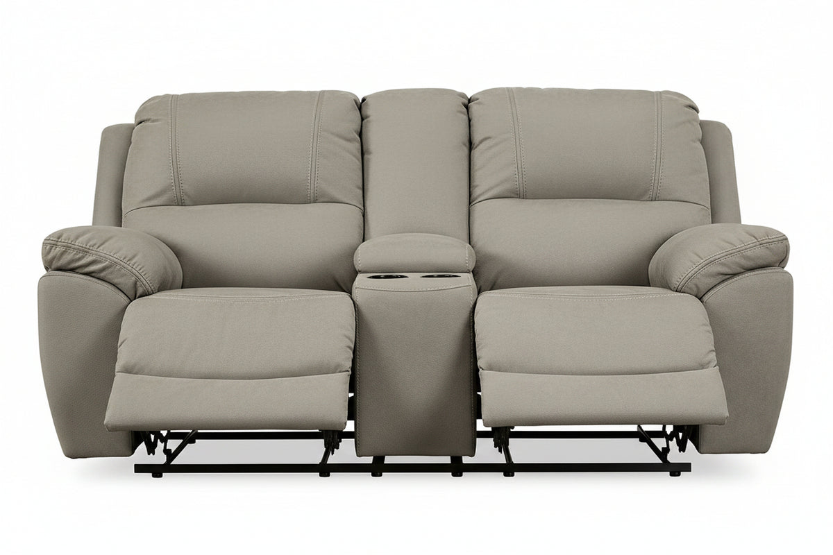 Gray reclining sofa on a white background
