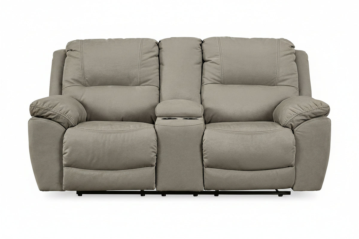 Gray reclining sofa on a white background
