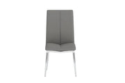 Abigail gray chair with chrome legs on a white background