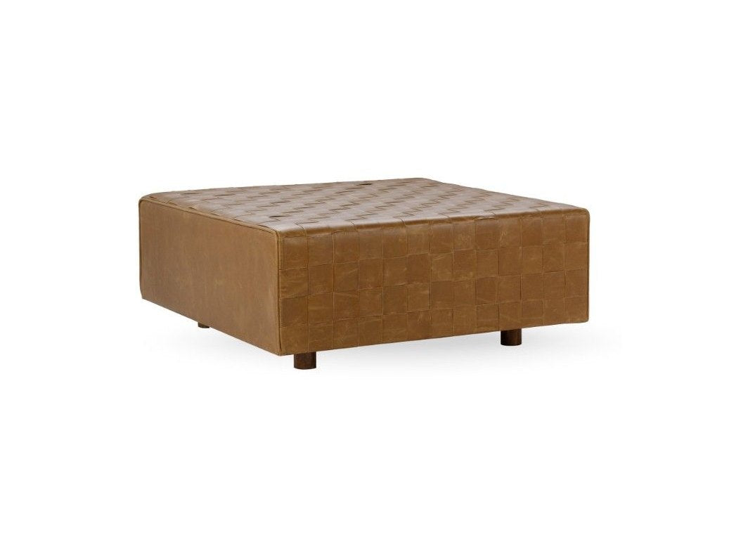 Bridgitte - Leather Square Ottoman - Autum Maple