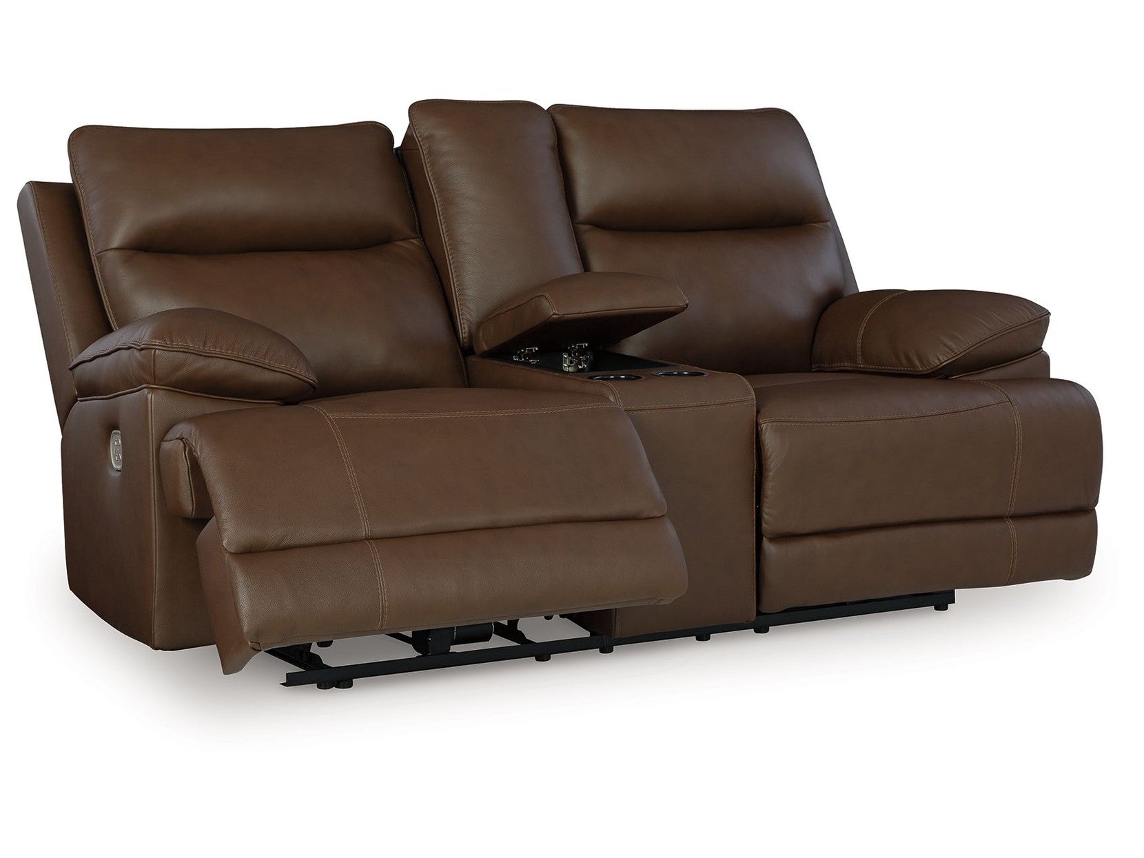 Vonryan - Power Reclining Loveseat With Console / Adj Headrest - Tobacco