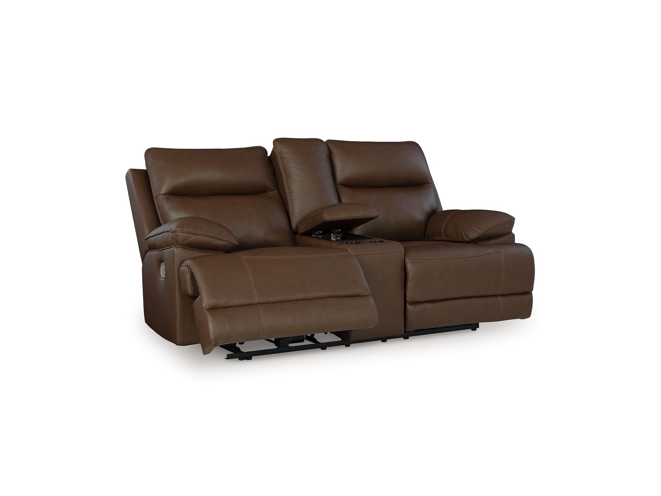 Vonryan - Power Reclining Loveseat With Console / Adj Headrest - Tobacco