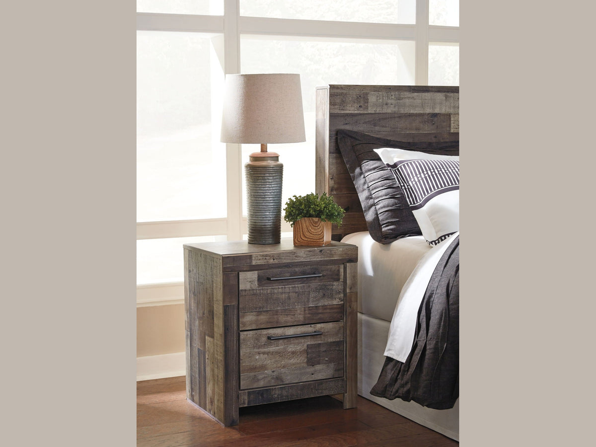 Derekson - Two Drawer Night Stand - Multi Gray
