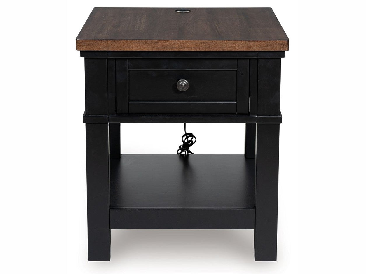 Wildenauer - Rectangular End Table - Brown / Black