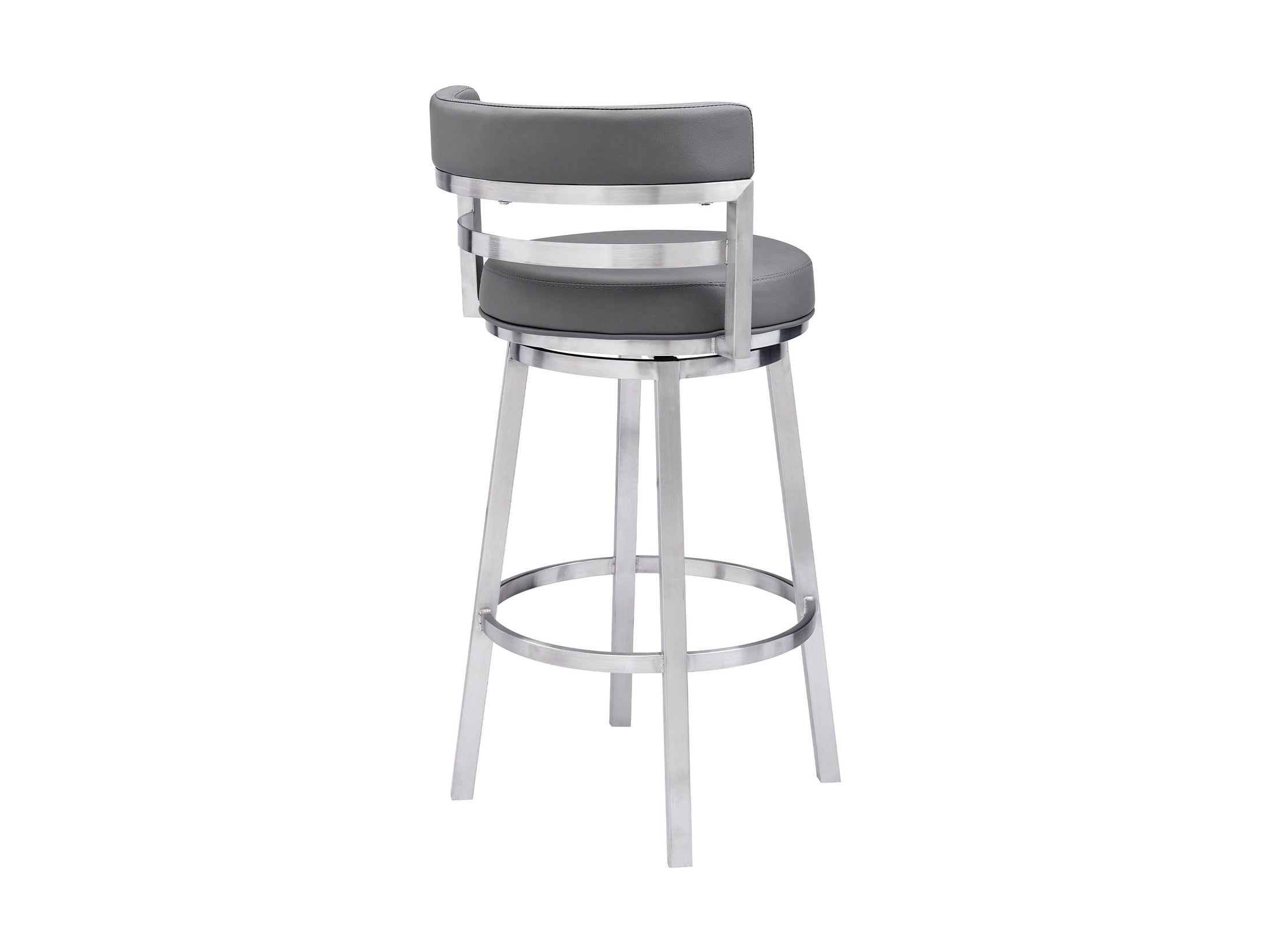 Titana - Swivel Faux Leather And Brushed Stainless Steel Bar Stool