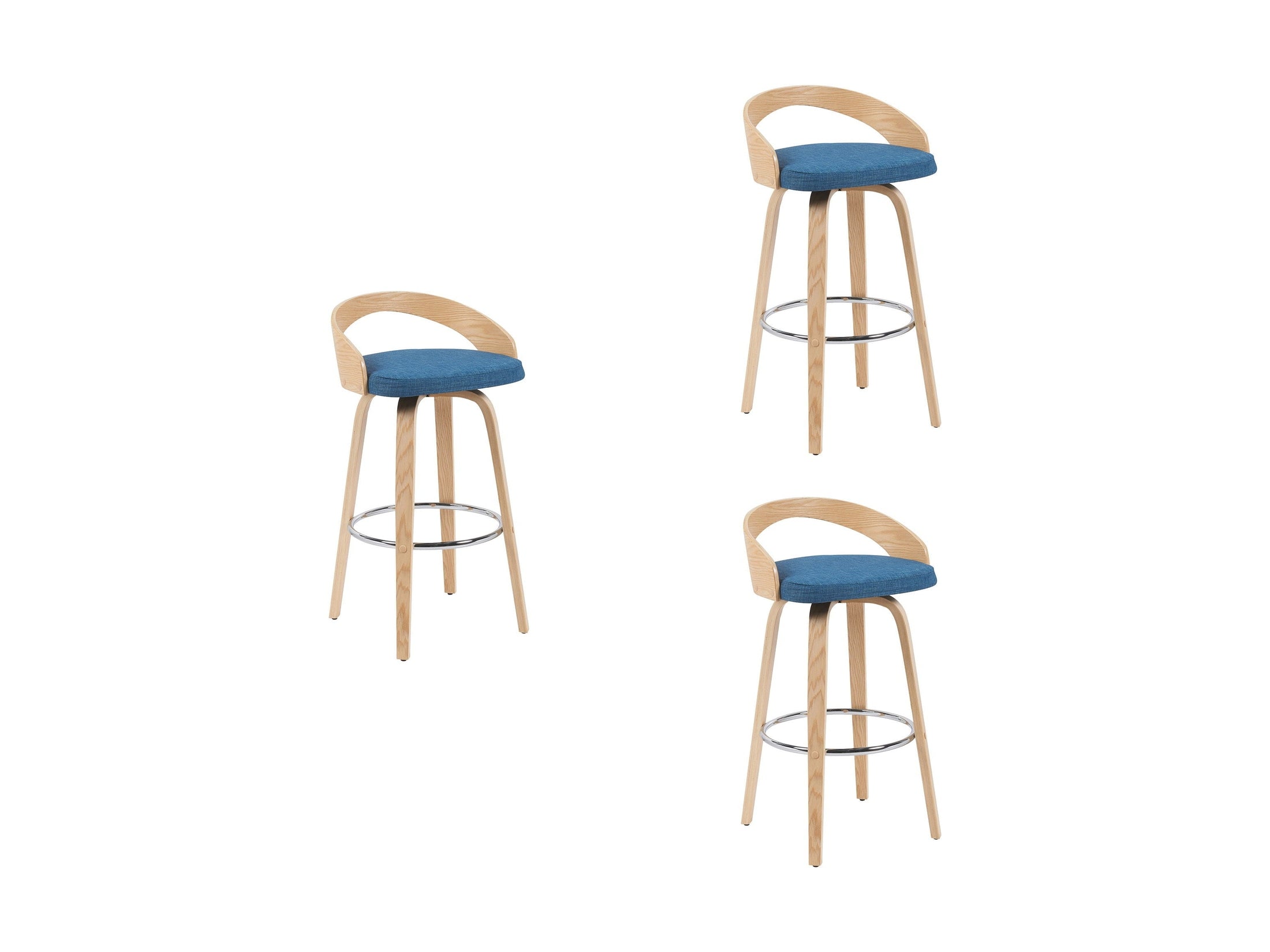 Sonia - Modern Swivel Bar Height Stool - Patterned Oak Wood Finish