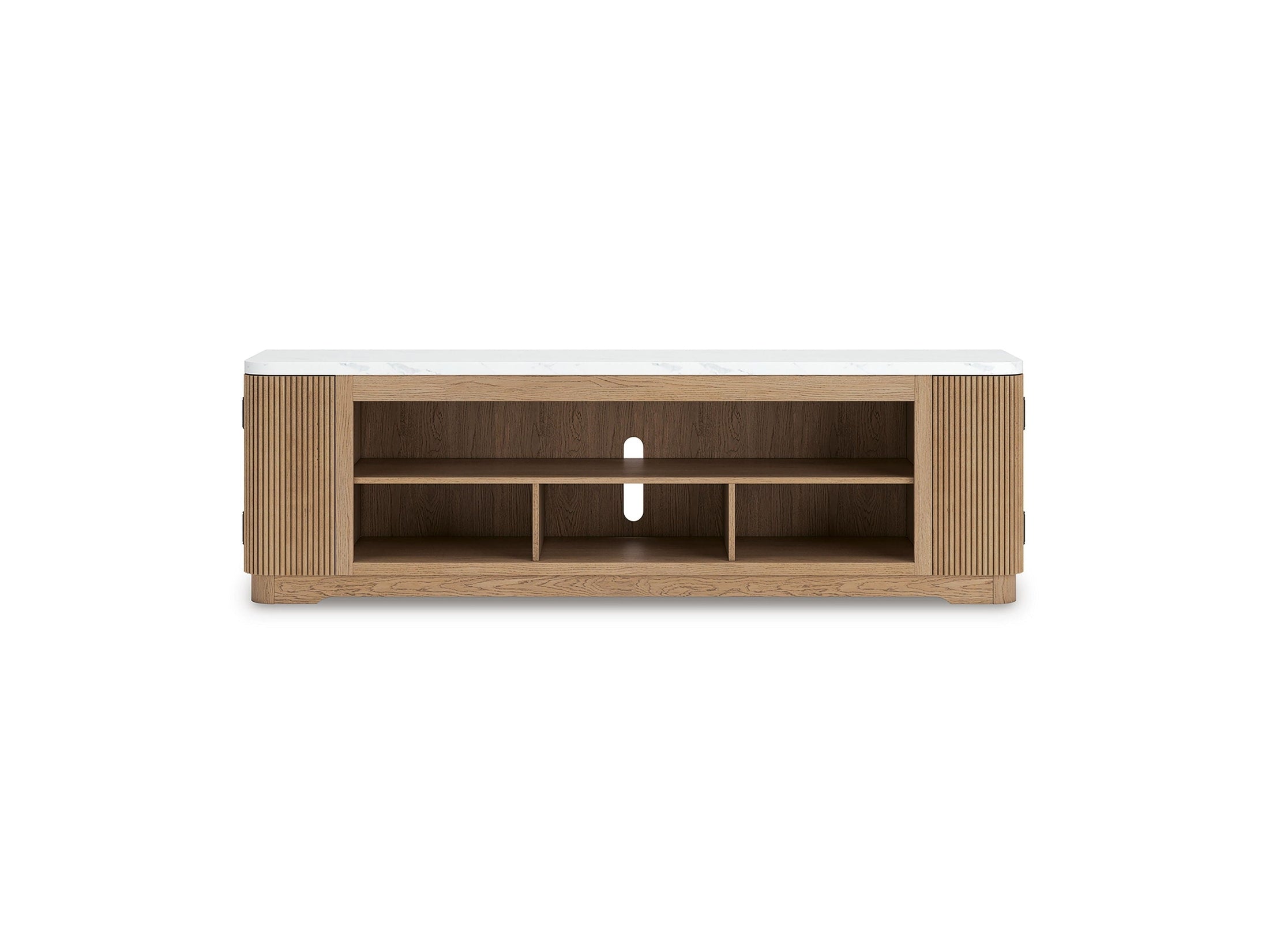 Camdill - XL TV Stand With Fireplace Option - Light Brown