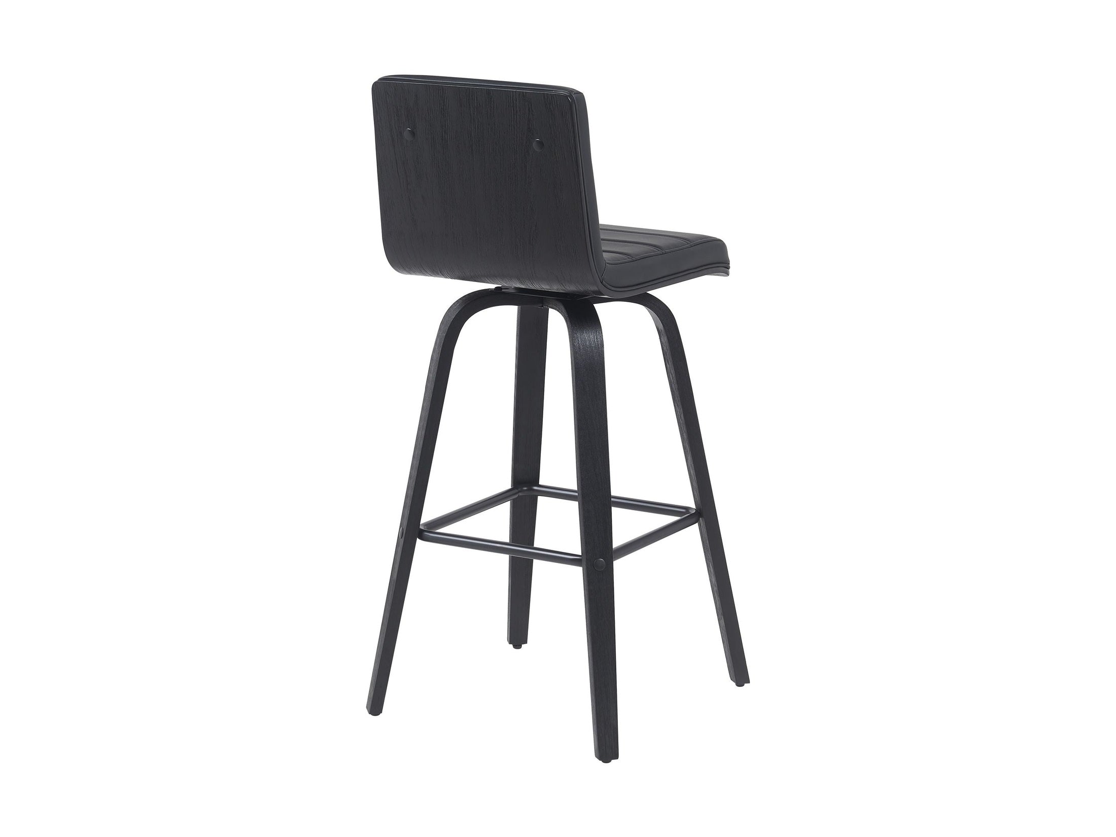 Vienna - Modern Swivel Bar Height Stool - Black Brushed Wood Frame