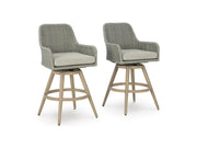 Seton Creek - Barstool With Cushion (Set of 2) - Beige / Gray