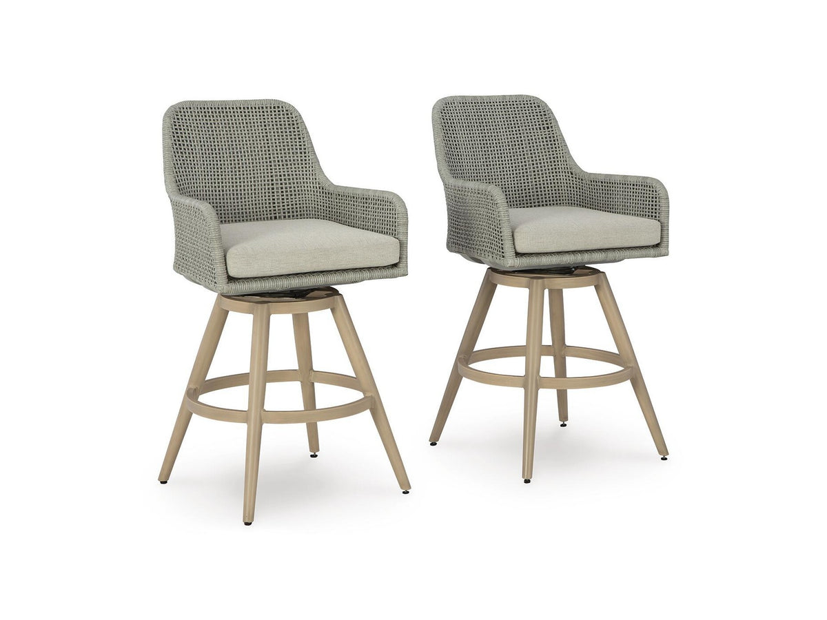 Seton Creek - Barstool With Cushion (Set of 2) - Beige / Gray
