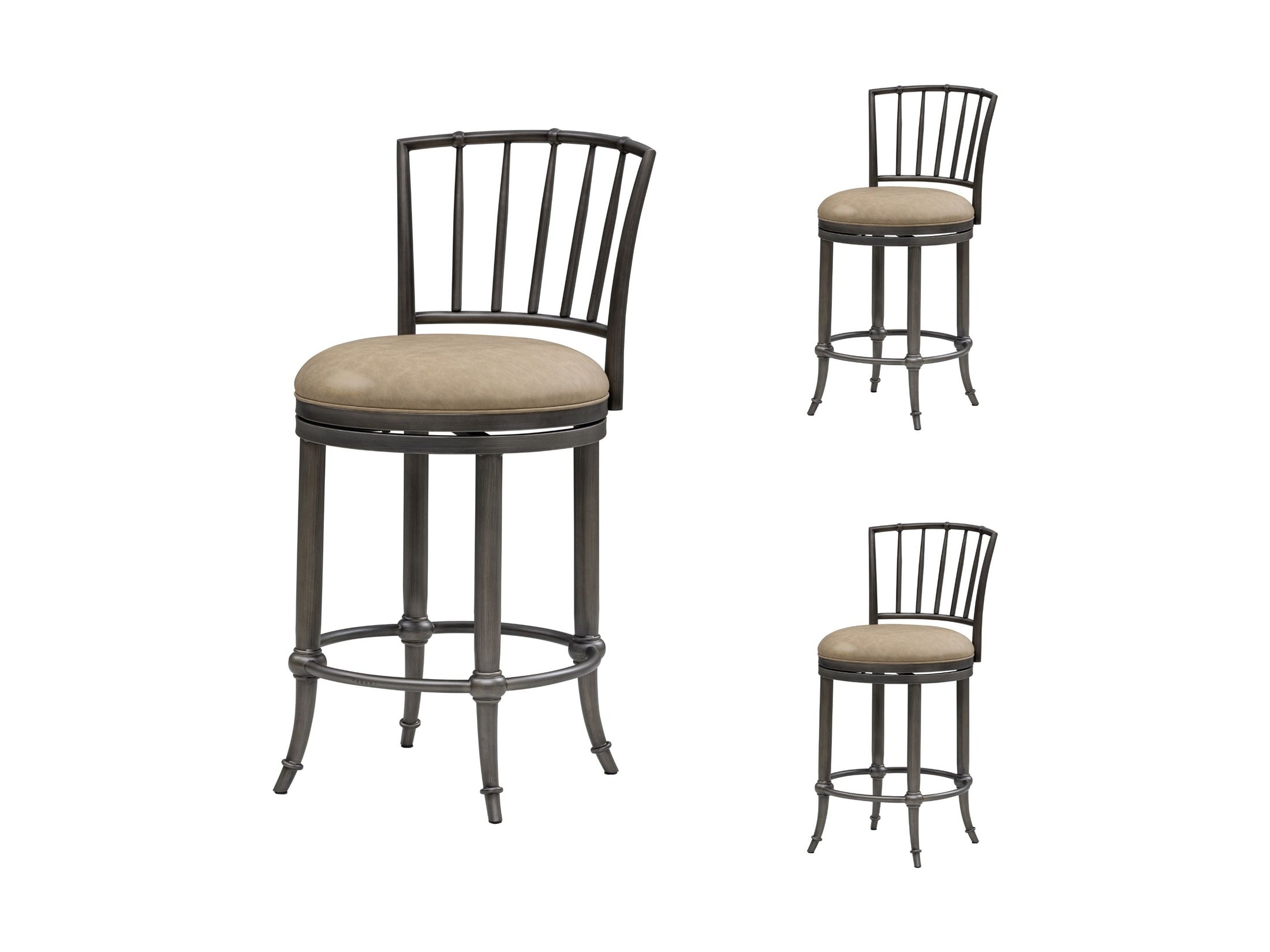 Vince - Commercial Grade Steel Frame Faux Leather Upholstered Swivel Counter Height Barstool